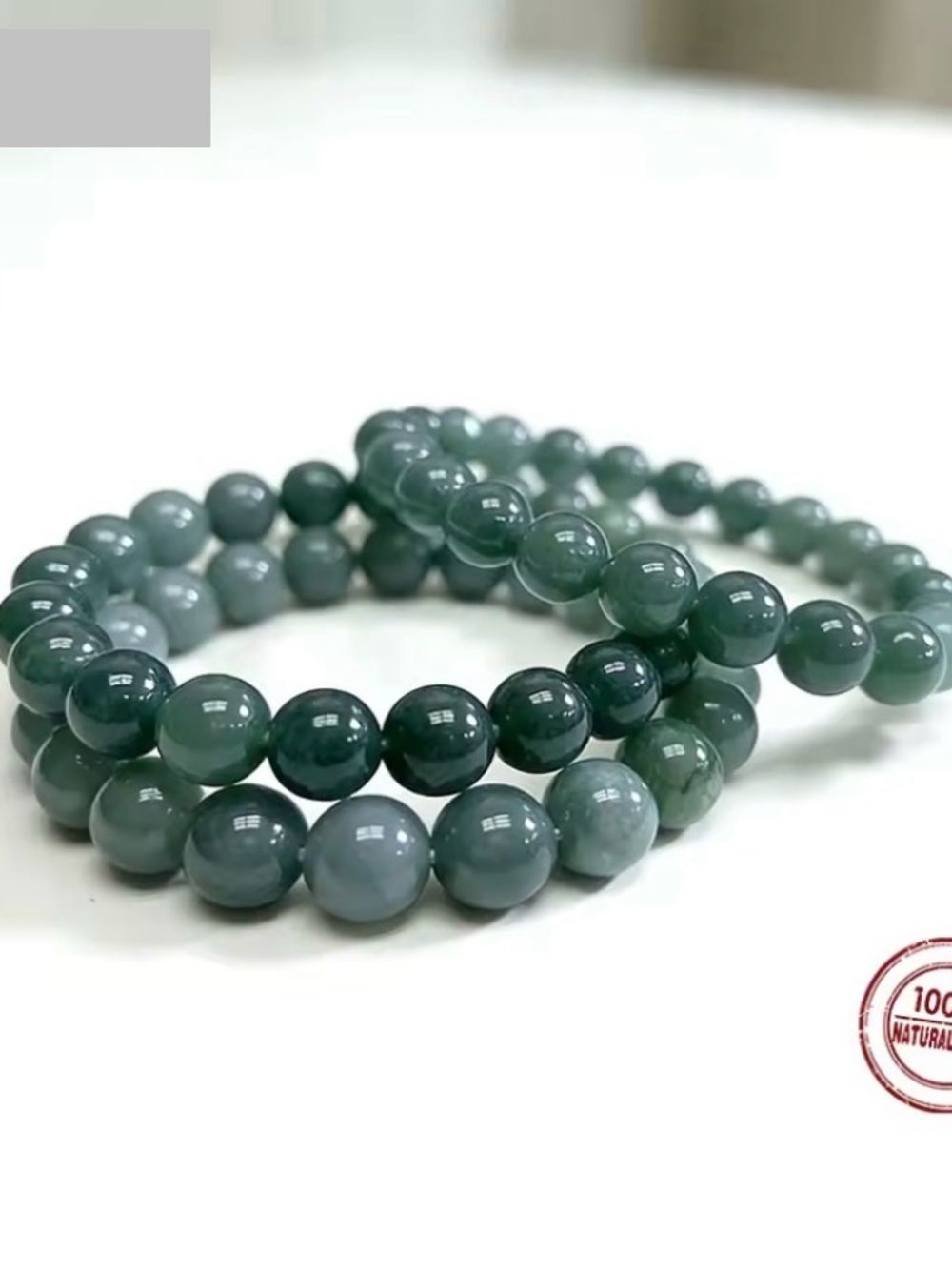 Rare A-Grade Jadeite Blue Water Untreated Burmese Jade 8mm  Bead Bracelet